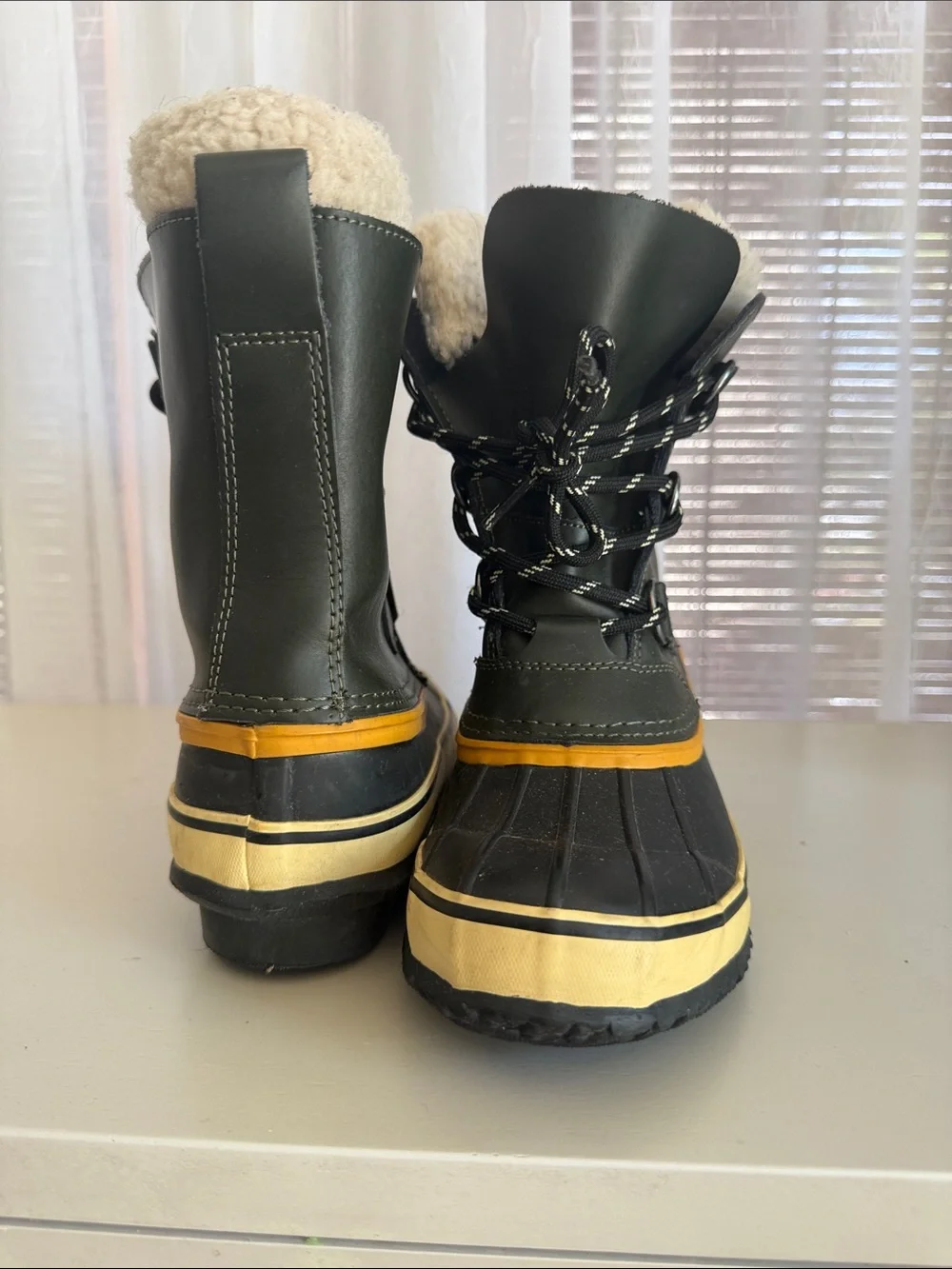 Kids Waterproof Winter Boots - Black with Tan Trim